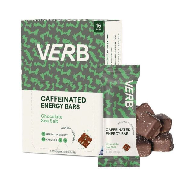 Verb Energy Chocolate Sea Salt Caffeinated Energy Bar 16 bars