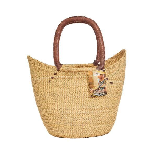 Ayeya Natural Handwoven Winged Grass Basket 17" x 9" x 14"