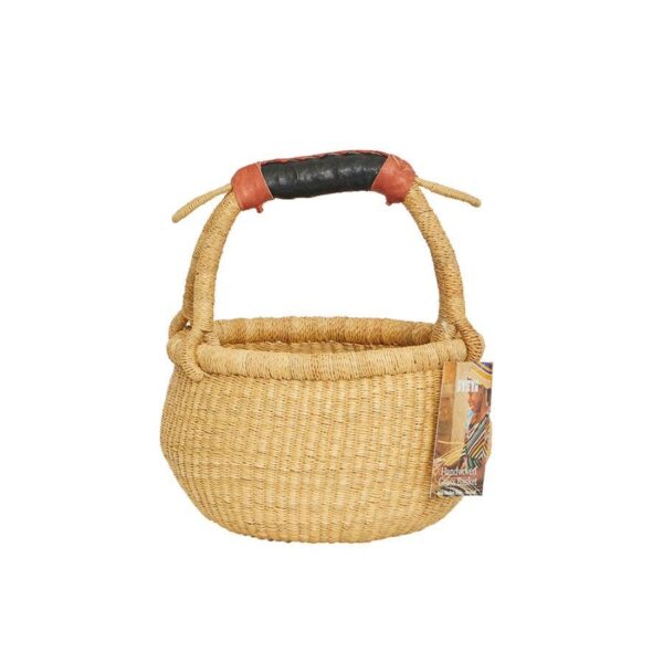 Ayeya Natural Handwoven Mini Market Style Grass Basket 9" x 5" x 7"