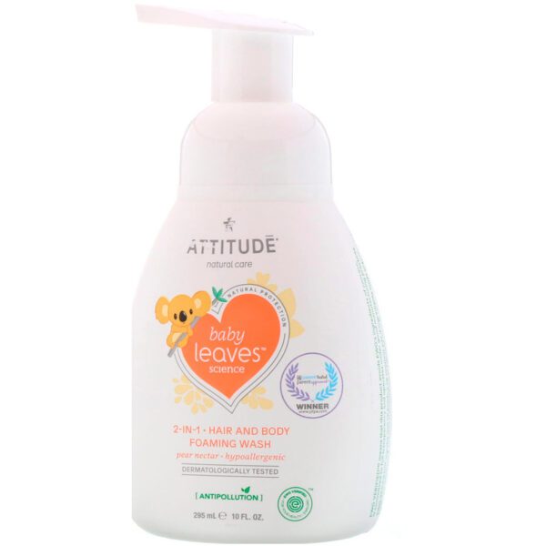 Attitude 2-in-1 Hair & Body Foaming Wash, Pear Nectar 10 fl. oz.