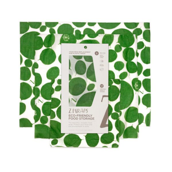 Z Wraps 3-Pack Beeswax Wrap, Leafy Green Print