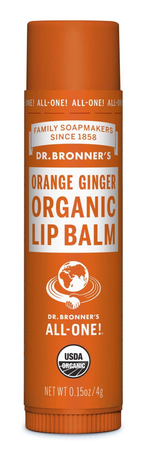 Dr. Bronner's Organic Orange Ginger Lip Balm 0.15 oz.