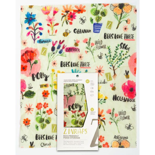 Z Wraps 3-Pack Beeswax Wrap, Bees Love These Print